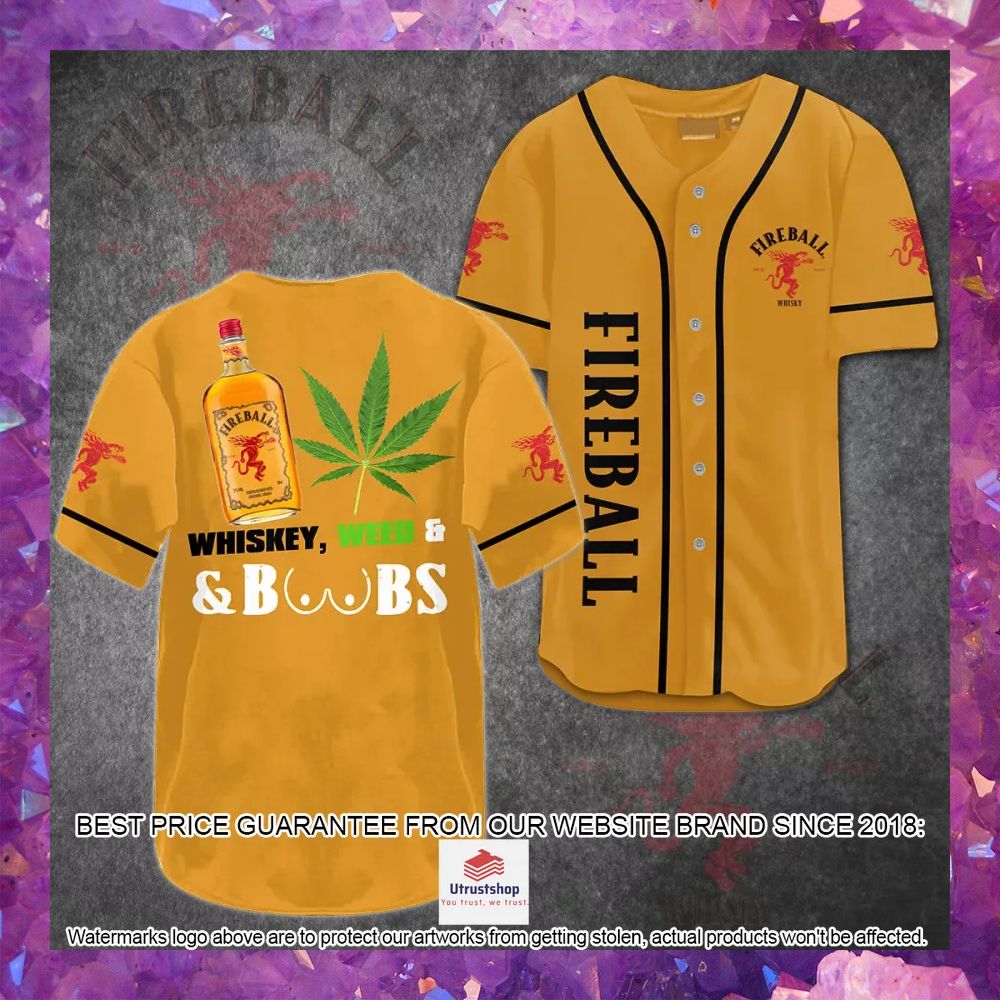 fireball whisky weed boobs baseball jersey 1 86