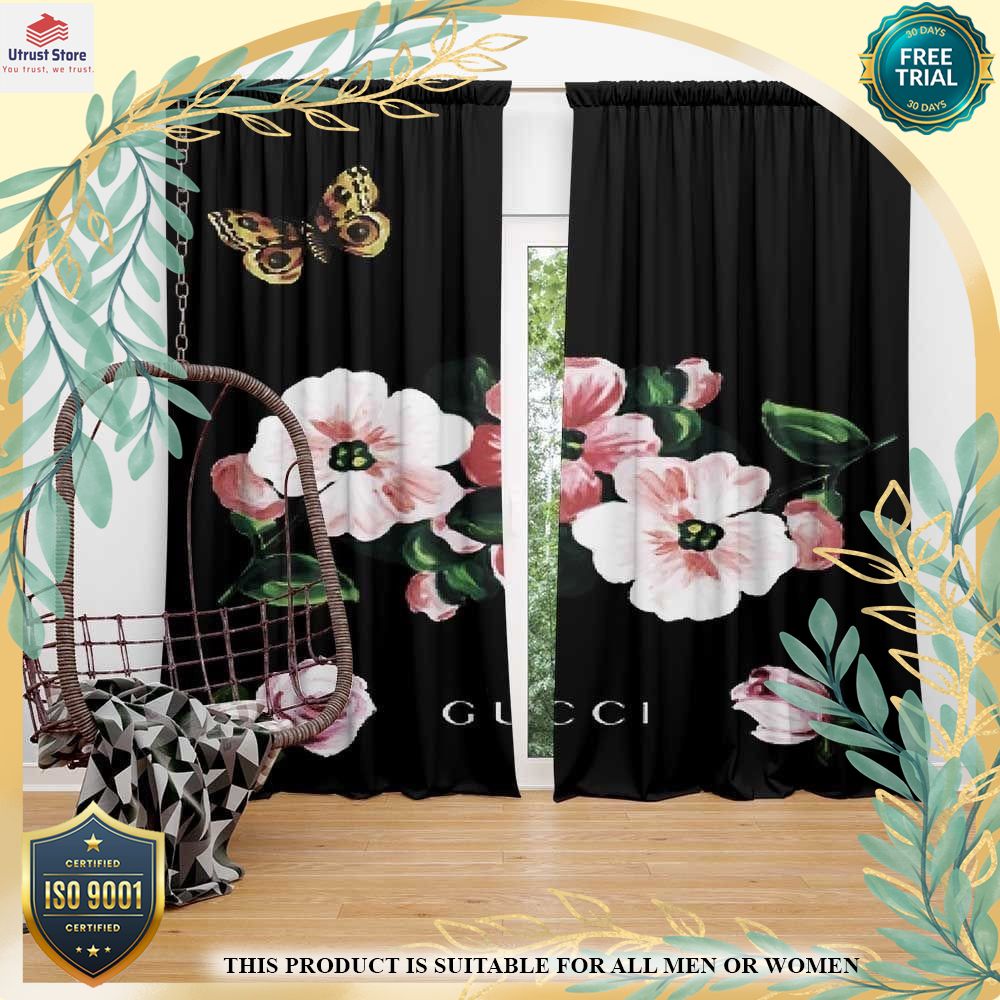 new gucci flowers brand window curtain set 1