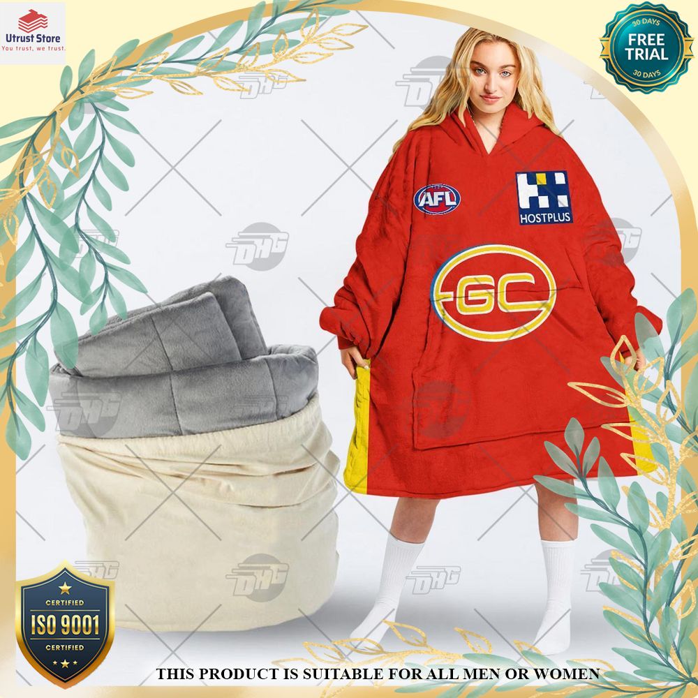 new gold coast suns football club custom fleece hoodie blanket 1