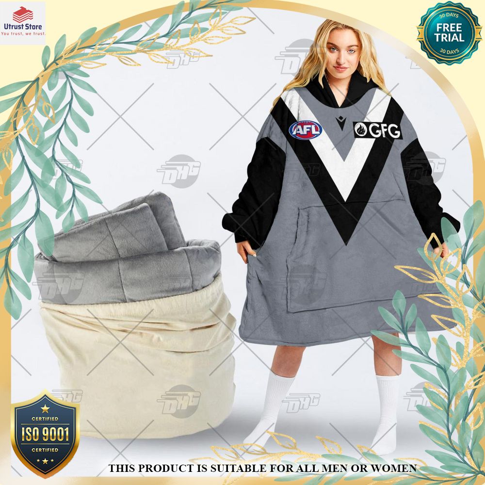 new port adelaide football club custom fleece hoodie blanket 1