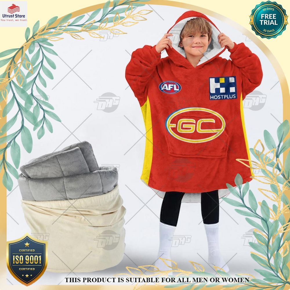 new gold coast suns football club custom fleece hoodie blanket 2
