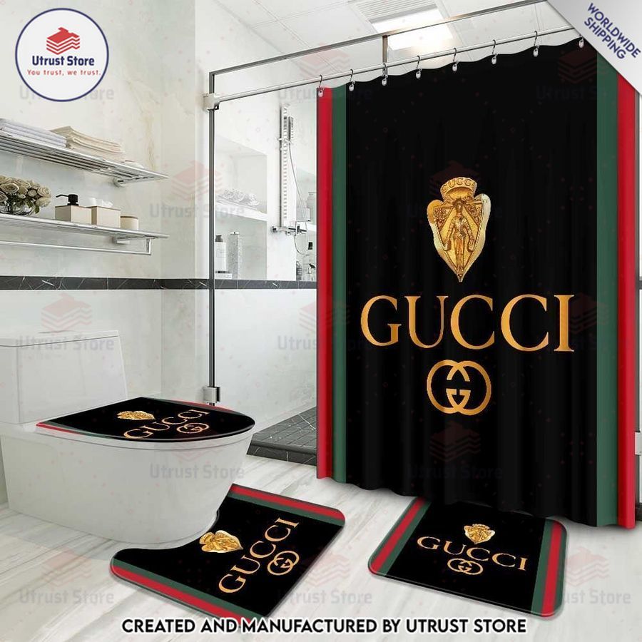 gucci logo bathroom shower curtain set 1 109