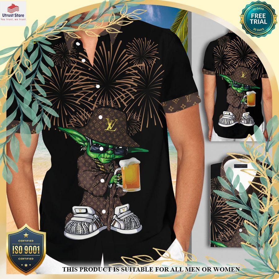 louis vuitton baby yoda beer firework hawaiian shirt 1 86